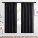 NICETOWN Living Room Blackout Shades - All Season Rod Pocket Thermal Insulated Solid Blackout Curtains/Drapes for Living Room (Set of 2, 42 inches by 72 Inch, Black)