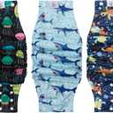 CuteBone Washable Dog Diapers Male with Snaps Reusable 3pcs a Pack Doggie Belly Band for Male Dogs Wraps KDM05L (L(17"-21"))