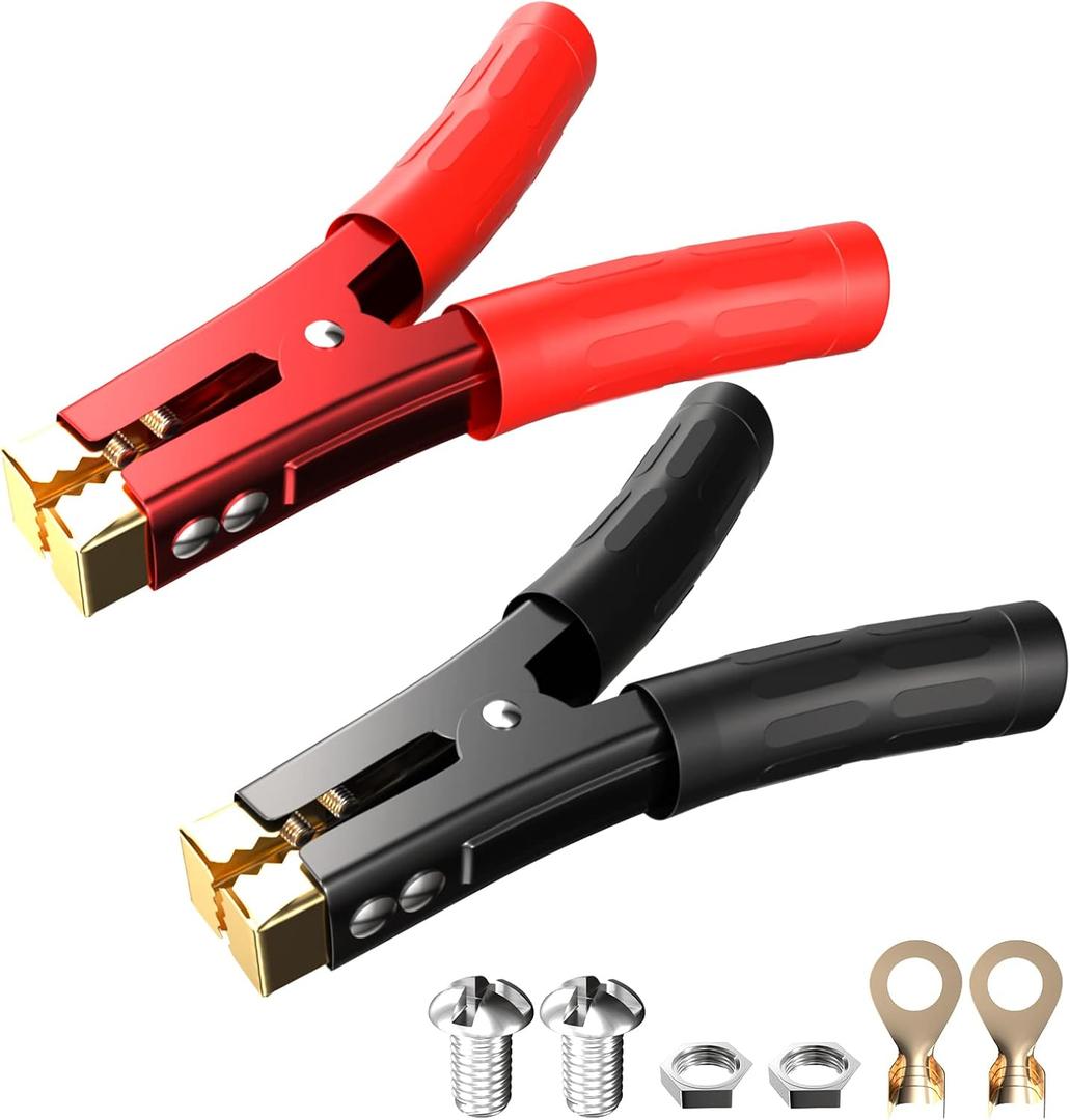 Goupchn Heavy Duty Crocodile Clamps Pure Copper 1000A Car Battery Charger Clamps 2PCS Power Replacement Battery Alligator Clips Jumper Cable Clamps Welder Clips for Car Automotive Vehicle Boat