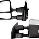AERDM New Towing Mirror Chrome Cap with Temperature sensor Fit 1999-2016 Ford Super Duty F-250 F-350 F-450 F-550 with Turn Signal and Auxiliary Lamp