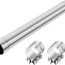 3 Inch Straight Exhaust Pipe, 3" Stainless Steel Straight Muffler Replacement Pipe, 30" Length Mandrel Exhaust Tube with Two Lap Joint Band Clamps(New Version)