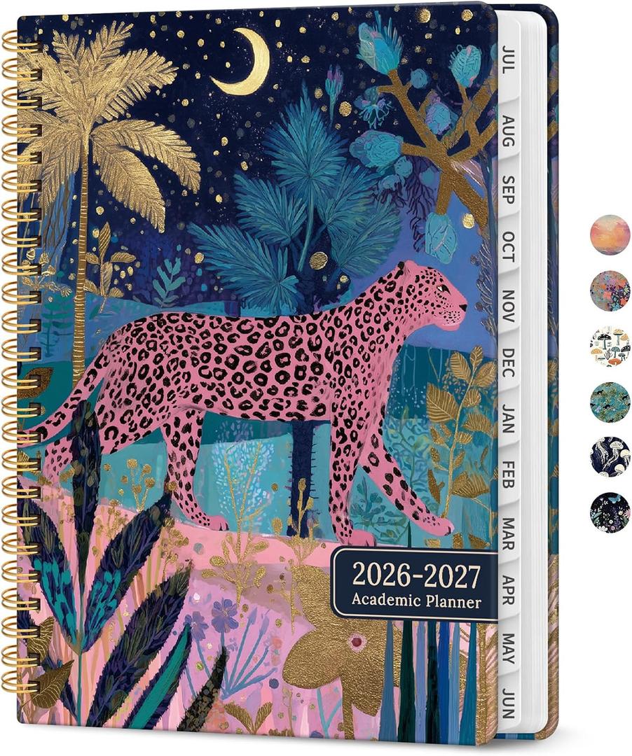 Academic Planner 2026-2027, Jul 2026-Jun 2027 Monthly & Weekly Planner | 6.3"x8.5" Pretty Calendar Planner for Women, Hardcover Organizer with tabs, School Office Home Supplies, Midnight Jungle