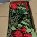 50 PCS Fake Red Roses, Artificial Red Flowers Bulk Realistic Silk Faux Rose with Stems for Wedding Decoration Anniversary Bridal Bouquet DIY Floral Arrangement Romantic Home Decor Gifts