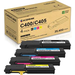 C400 C405 Extra High Toner Cartridge Black Cyan Magenta Yellow Replacement for Xerox 106R03524 106R03526 106R03527 106R03525 VersaLink C400/C405 Printer Ink, 4 Pack(1BK/1C/1M/1Y)
