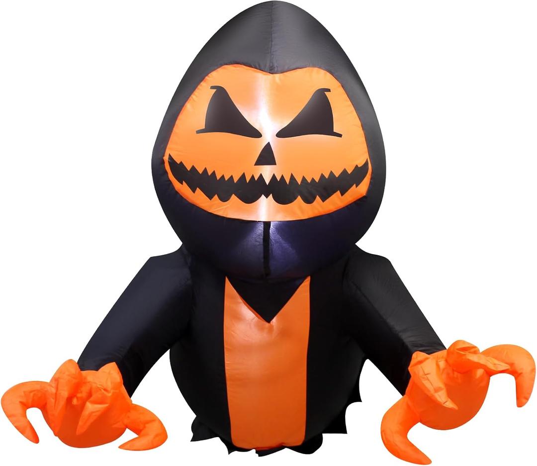 3.5FT Halloween Inflatable Pumpkin Gorilla Decoration with LED Lights for Outdoor, Blow up Gorilla Ghost Broke Out from Window, Indoor Wall Hanging Inflatable Decor with Suckers