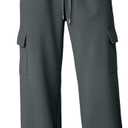 Aleumdr Wide Leg Sweatpants for Women Cargo Pants High Waisted Sweat Pants Baggy Joggers Casual Long Pants with Pockets (Small, Dark Grey)