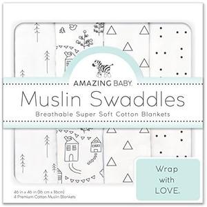 Amazing Baby - Sensory Muslin Swaddle Blanket - Little Feather - Love from Above