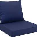 Favoyard Outdoor Seat Cushion Set 24 x 24 Inch Waterproof & Fade Resistant Patio Furniture Cushions with Removable Cover, Handle and Adjustable Straps for Chair Sofa Couch (Blue)