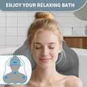 Silicone Bath Pillow for Tub Ergonomic Bathtub Headrest with Inflatable Air Cushion, Non-Slip Suction Cups & Neck/Back Support Comfortable Spa Bath Accessory for Relaxation (Grey)