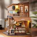 TuKIIE DIY Miniature House Kit with Furniture, 1:24 Scale Creative Room Wooden Mini Dollhouse Plus Dust Proof & Music Movement for Kids Teens Adults(Encounter with Time)
