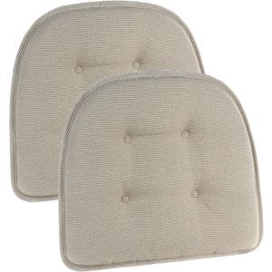 Klear Vu Omega Non-Slip Chair Cushions, Assembled in USA, U-Shaped Skid-Proof Seat Pads for Dining Room, Kitchen, Office, 15"x16" 2 Pack Slub Natural 2 Count