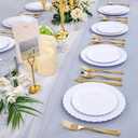 U-QE 100 Pieces White Plastic Plates - Premium White Disposable Plates for Wedding and Party Use Including 50PCS 9 '' Dinner Plate & 50PCS 6.5 '' Dessert Plate