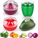 Patelai 4 Pieces Fruit and Vegetable Storage Containers for Fridge, Onion Holder Storage Avocado Green Pepper Tomato and Onion Keeper/Saver/Holder, Refrigerator Vegetable Crisper