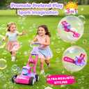 Bubble Lawn Mower for Kids Ages 3-8, 3-in-1 Bubble Machine with 10 Bubble Solution Refills, Outdoor Push Toy for Toddlers Boys Girls, Easter Summer Birthday Gift for 3+ Year Old