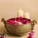 RITUALISTIC Peacock Brass Urli | Urli for Flower Decoration | Brass Urli Bowl for Home Decorations | Kitchen Décor | Bowl for Decoration | Perfect for Housewarming & Valentine's day Gifts