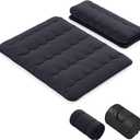KOMFOTT Japanese Floor Mattress, 4 Inch Roll up Futon Mattress with Washable Cover & Storage Bag, Portable Camping Mattress, Foldable Mattress Tatami Mat, Sleeping Pad for Dorm (Black, Queen)