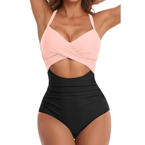 Eomenie Women's One Piece Swimsuits Tummy Control Cutout High Waisted Bathing Suit Wrap Tie Back 1 Piece Swimsuit 2XL
