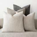 Neutral Throw Pillow Covers 18x18 Inch Set of 4, Beige Grey Series - Textured Chenille for Couch, Bed and Living Room