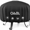 Fire Pit Cover Round 32 Inch, Gibot Waterproof Outdoor Fireplace Cover with Heavy Duty 600D Abrasion Resistance Polyester and PVC Coating, Prevents Rust Oxidation and Aging, Fits 29" to 32" Stove 20H