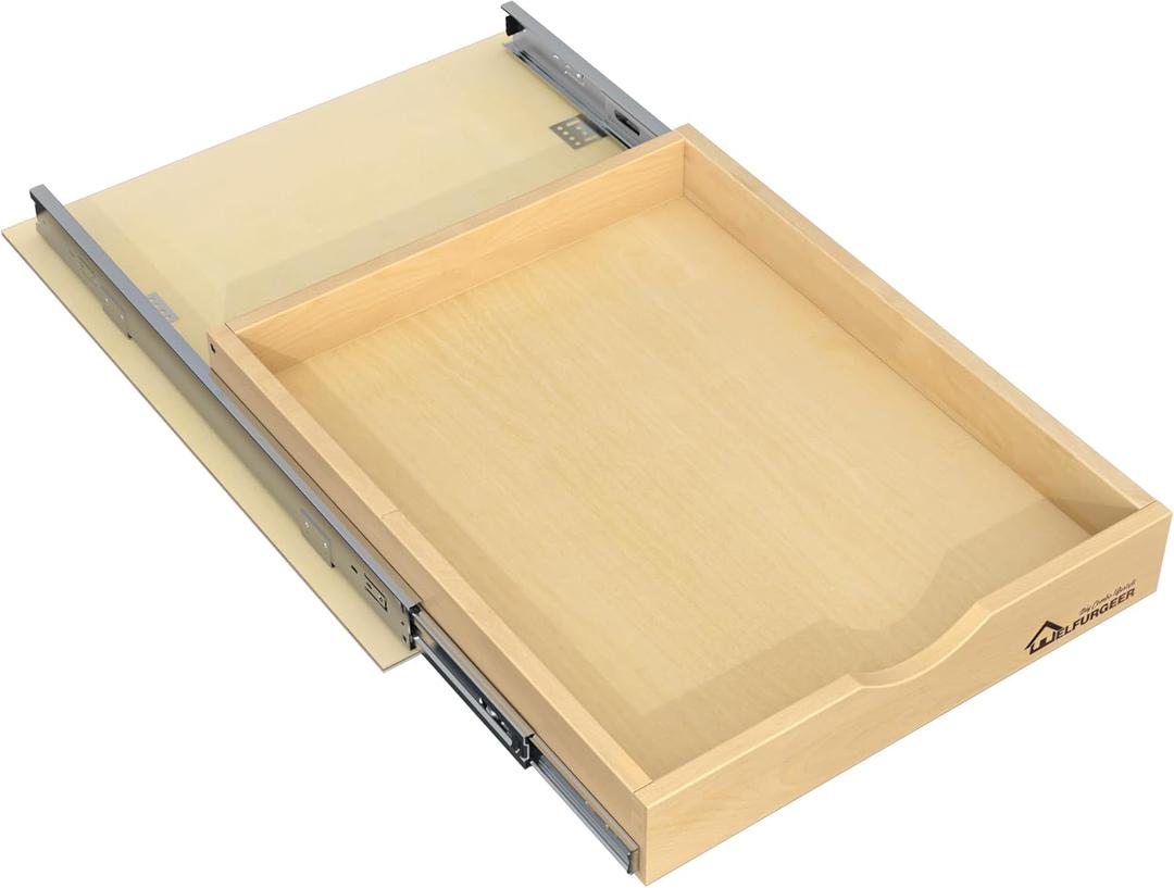 Pull Out Drawers for Kitchen Cabinets,Slide Out Kitchen Drawers, Sliding Cabinet Organizer Pull Out Shelves, Pull Out Drawer for Home, Kitchen, Pantry, 17 W (B21 (17''W x21''D), Natural Birch Wood 3"H)