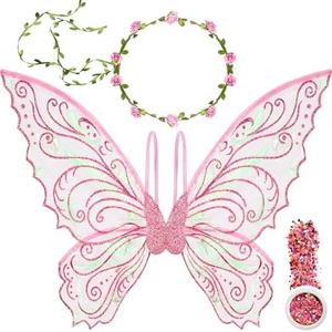 U-Goforst Fairy Wings Adult Women, Fairy Costume for Woman Butterfly Wings for Girls Adult Halloween Costume Cosplay Dress Up