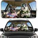 Windshield Sun Shade for Car, Cute Husky & French Bulldog Car Windshield Sunshade, Funny Dog UV Heat Shield, Foldable Automotive Sun Shade for Cars SUV Trucks (Large/Truck (69"x35.5" / 175cm x 90cm))