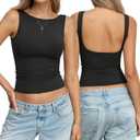 EasyGala Womens Double Lined Backless Crop Tank Tops Fitted Boat Neck Top Summer Sleeveless Going Out Cropped T Shirts, Medium