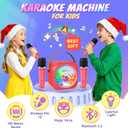 Karaoke Machine for Kids with 2 Wireless Microphones,Girls Speaker with Christmas Colorful LED Lights,Birthday Gift for 3-12 Years Old,Portable Toys for Home Party