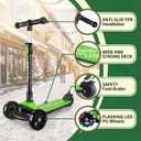 Besrey Kick Scooter for Kids Ages 3-10, 3-Wheel Folding Scooter with Adjustable Height, LED Light Wheels, Extra Wide Deck for Outdoor Activities