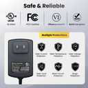 UL Listed 12V 2A 10ft Long Power Supply Adapter, 24W 1.5A 1A 0.8A 0.5A AC/DC Switching Adapter for LED Strip Lights, Keyboard, BT Speaker, Router, Monitor, Webcam, Makeup Mirror, DVR, NVR, CCTV Camera