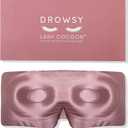 DROWSY Eyelash Protecting Silk Sleep Mask for Natural Lashes & Extensions. Deep Eye Cups, Zero Pressure, Total Blackout, Full Wraparound (Damask Rose)