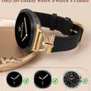 Wearlizer Leather Bands Compatible with Samsung Galaxy Watch 8 Band 40mm 44mm/Watch 8 Classic 46mm, Dressy Designer Slim Leather Strap Wristband Accessories with D-Shape Metal Buckle for Women