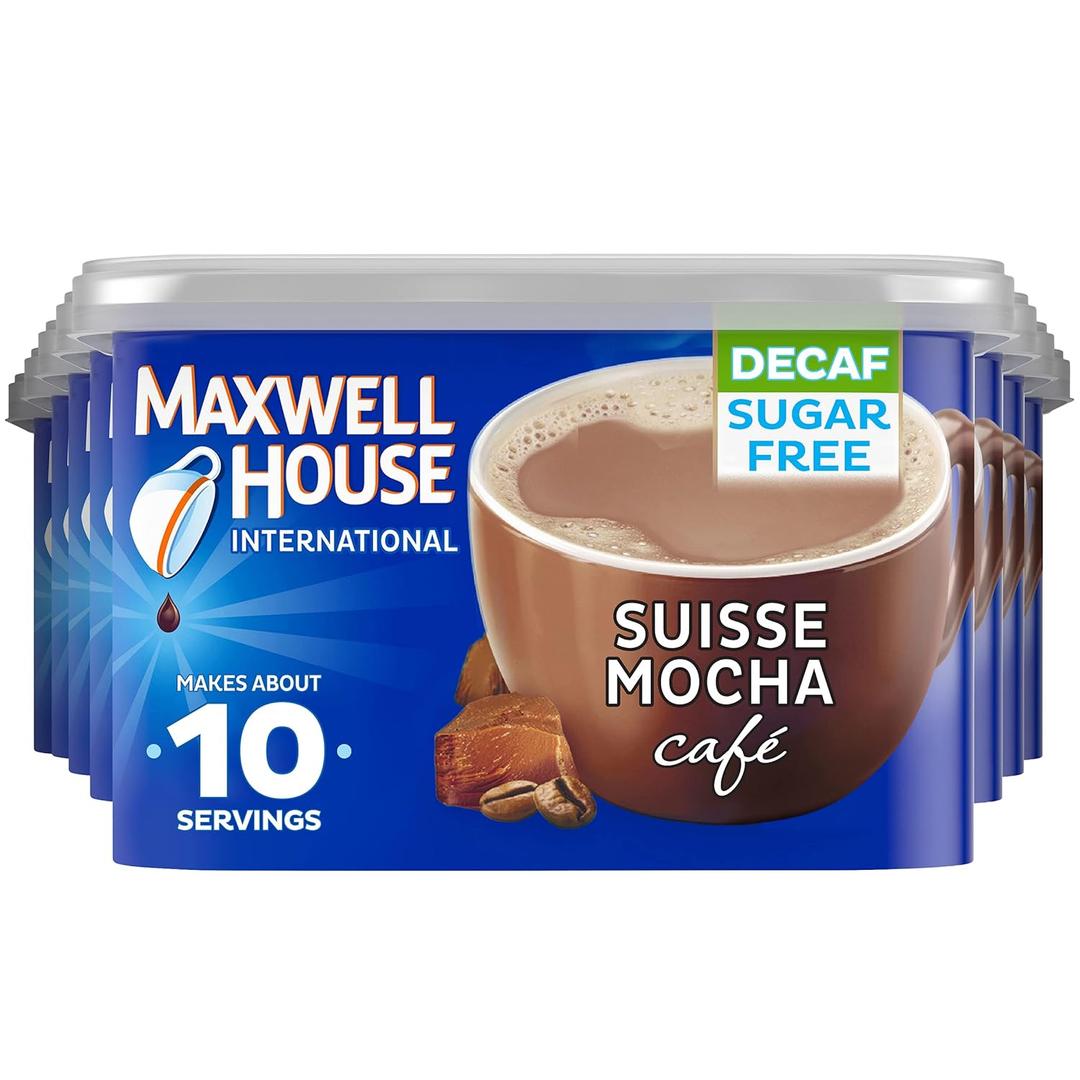 Maxwell House International Suisse Mocha Caf-Style Decaf Sugar Free Instant Coffee Beverage Mix (8 ct Pack, 4 oz Canister) (EXP 01/26/27)