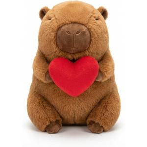 Valentine's Heart-Holding Capybara Plush 12 inch - Premium Huggable Stuffed Animal, Soft Capybara Plush Toy for Her, Him, Kids, Romantic Gifts & Home Decor
