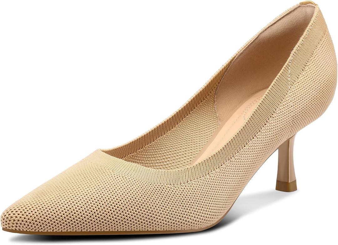 mysoft Women's Kitten Heels Closed Toe Pumps Wedding Dress Shoes | Low Heel 2" Pumps, Perfect for Wedding, Party, and Formal Occasions, Four Seasons Classic Versatile, Size 6