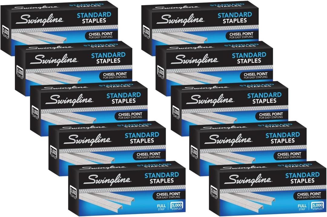 Swingline Staples, Standard Staples for Desktop Staplers, 1/4" Length, 210/Strip, 5000/Box, 10 Pack (35111)