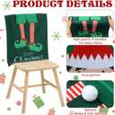 6 Pcs Christmas Back Chair Cover Elf Hat Leg and Cute Elf Felt Chair Back Covers for Xmas Banquet Home Kitchen Dining Room Decor Christmas Dining Chair Slipcovers (Fresh)
