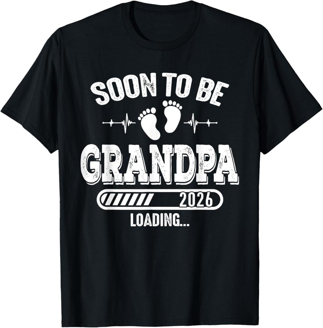 Soon to Be Grandpa 2026 Loading for Pregnancy Announcement T-Shirt (Black, Size Medium)