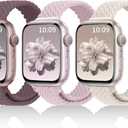 3 Pack Slim Braided Stretchy Bands Compatible with Apple Watch Band 38mm 40mm 41mm 42mm 44mm 45mm 46mm 49mm Women Men, Thin Nylon Magnetic Strap Bands for iWatch Series 10/9/8/7/6/5/4/3/2/1/SE Ultra