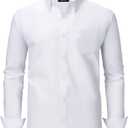 BEFRIED Oxford Dress Shirts for Men Big and Tall (Size XXL-6XLT) Button Down Long Sleeve Collared Shirts (Crisp White)
