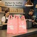 PINK Thank you bags, 100PCS T shirt bags, To Go Bags,Grocery bags, Reusable and Disposable,Perfect for Small Business,Take Out,Retails,11 inchx6 inchx21 inch(100),Large