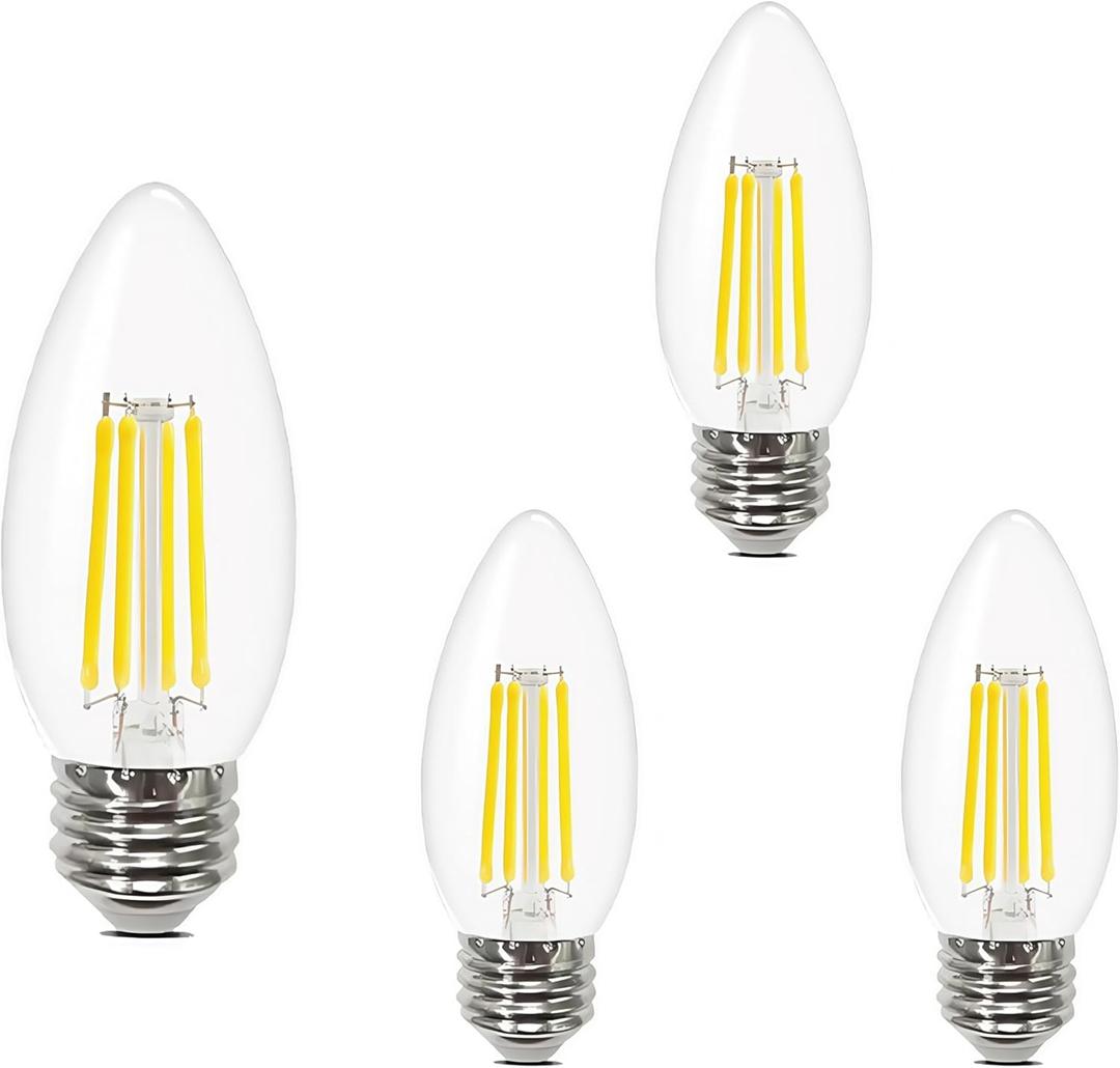 SHIYI E26 LED Bulbs 60W Equivalent, 6W Daylight White 6000K, 600LM Bright Filament Light Bulb, Non-Dimmable A19 Standard Base Bulbs for Kitchen, Office Lighting, Pack of 4