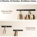 GWAAZXGZ Black Wall Mounted Coat Rack- 2 Modular Rails (25'' Total), 8 Right-Angle Hooks, Modern Organizer for Entryway, Bathroom, Bedroom, Holds Coats, Towels, Hats