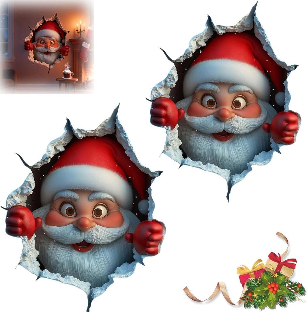 2PC Christmas Santa Claus Wall Sticke