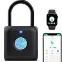 Fingerprint Padlock,Smart Padlock APP Control,Gym Locker Lock,Fingerprint Lock USB Rechargeable for Gym Locker,Locker, School,Storage Black