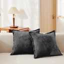Luxurious Velvet Throw Pillow Covers 20x20 Set of 2 Decorative Pillow Covers Solid Square Cushion Case for Sofa Couch Bedroom Farmhouse, Black