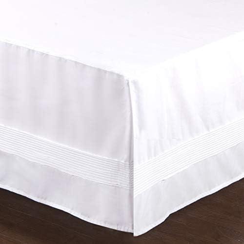 Valea Home Bed Skirt with Split Corners Durable Elegant Luxury Dust Ruffle Bed Covers with Pin Tucking 14 inch Tailored Drop, Twin, White