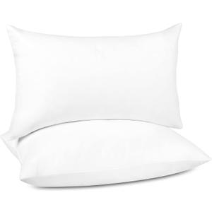 puredown Lumbar Pillow Inserts 12 x 20 (Pack of 2, White), Filled with Feather and Down, Decorative Pillows for Couch, Home Decor