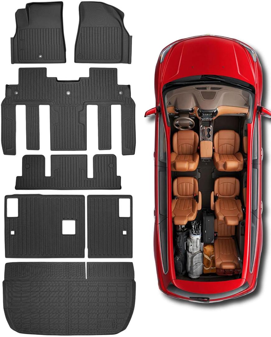 Floor Mats Cargo Liner for Chevy Traverse Enclave 2009-2017,7 Pcs Car Mats