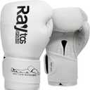 Boxing Gloves for Men & Women Pro Training | Wrist Protection 15 Hook & Loop | Triple Latex Padding | PU Leather for Muay Thai MMA Kickboxing Sparring|Sizes 10-16 oz (White)